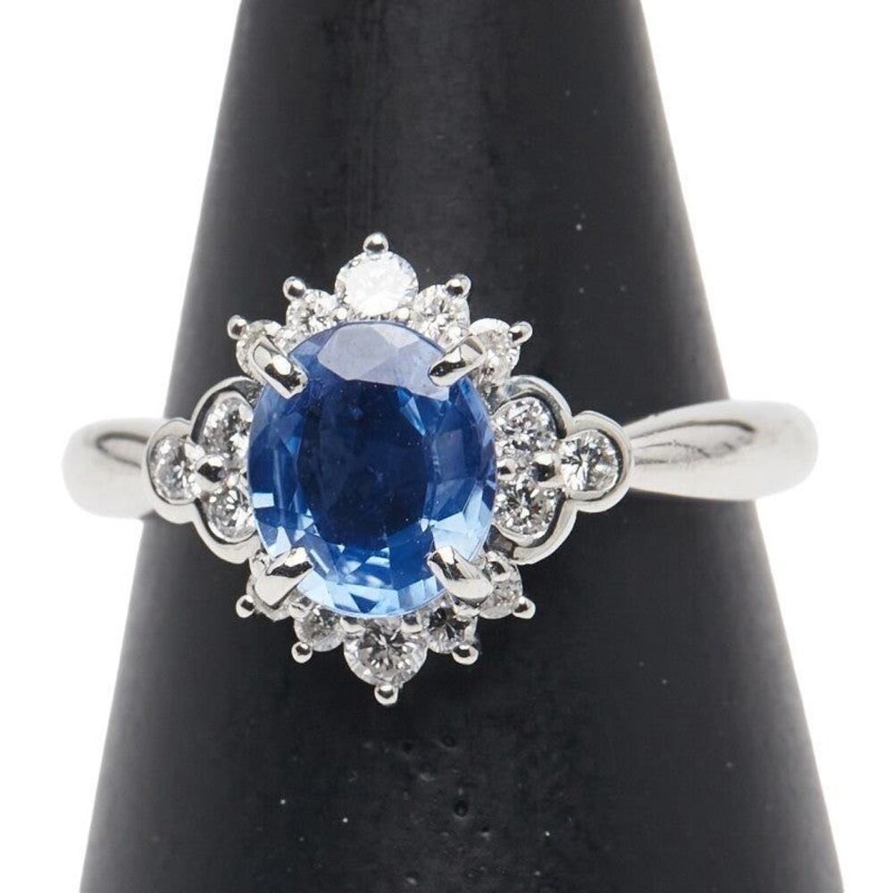 Unbranded Sapphire & Diamond Platinum 900 Ring Silver